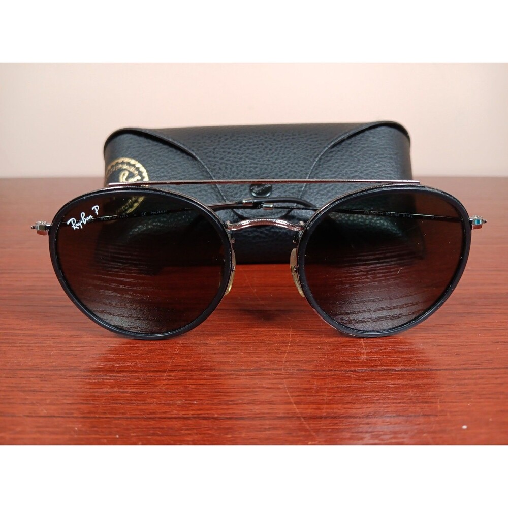 Ray-Ban Polarized Sunglasses RB 3647-N 002/58 5102 Black/Silver Gray Lenses Case